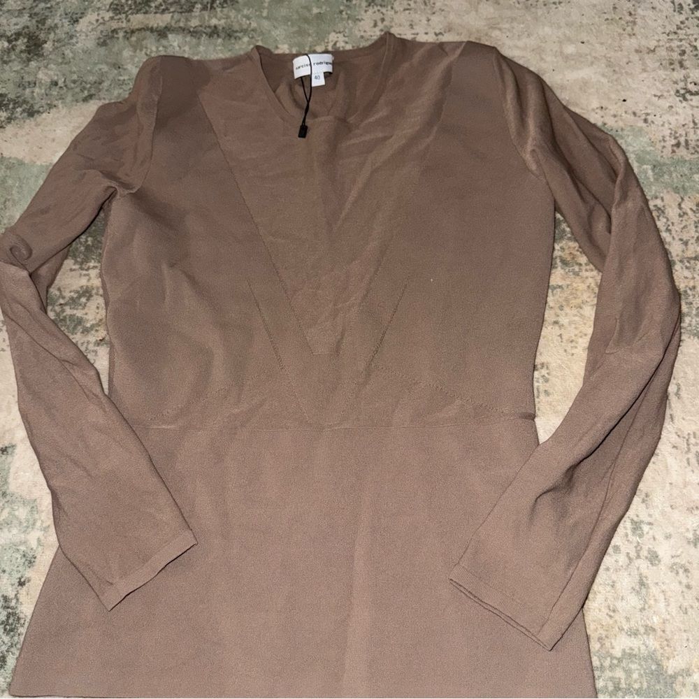 Narciso Rodriguez Taupe Long Sleeve Top